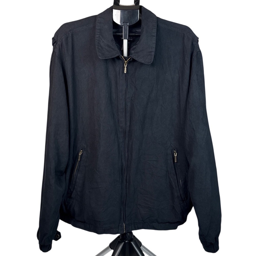 White‎ Mountain Mens 2XL Black Full Zip Harrington Jacket Collared 3004-2